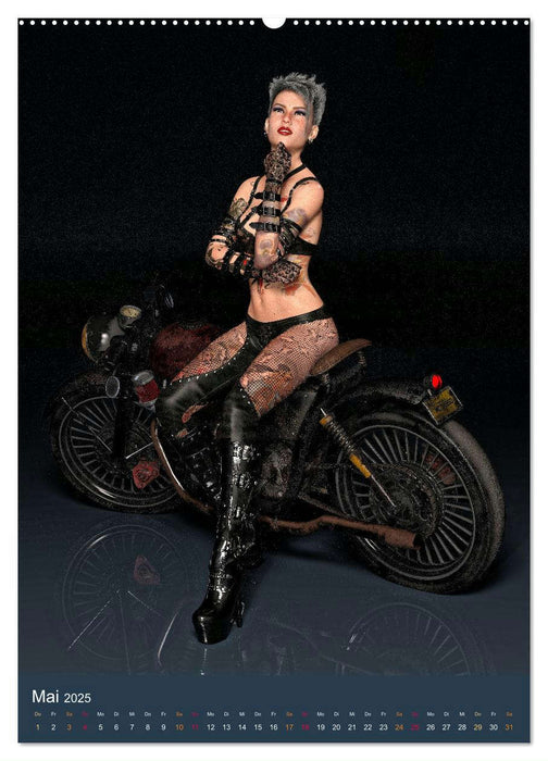 Tattooed Girls and Bikes (CALVENDO Wandkalender 2025)
