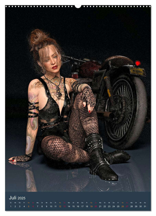 Tattooed Girls and Bikes (CALVENDO Premium Wandkalender 2025)