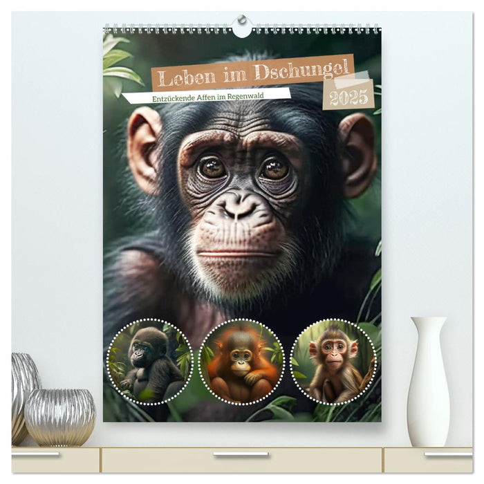 Leben im Dschungel. Entzückende Affen im Regenwald (CALVENDO Premium Wandkalender 2025)
