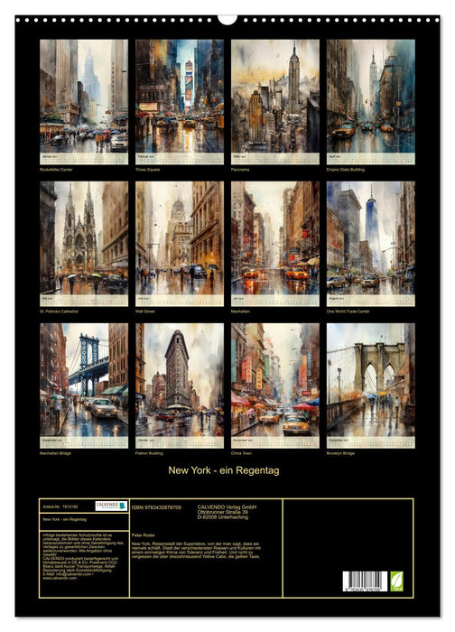 New York - ein Regentag (CALVENDO Wandkalender 2025)