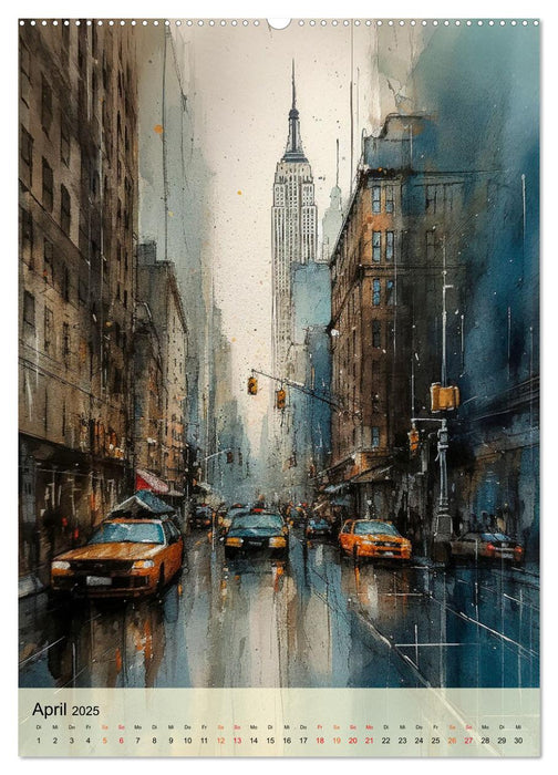 New York - ein Regentag (CALVENDO Wandkalender 2025)