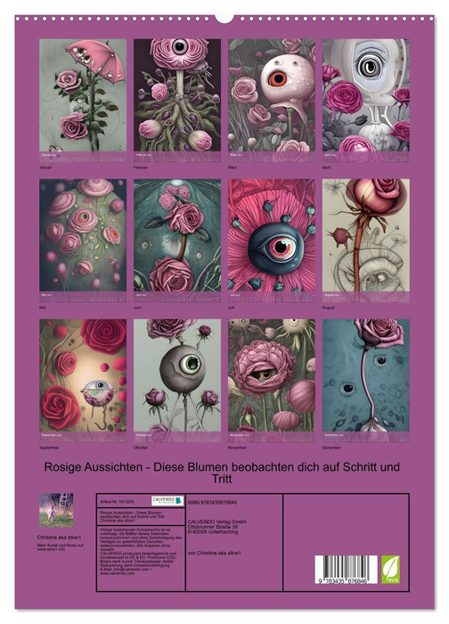 Rosige Aussichten - Diese Blumen beobachten dich auf Schritt und Tritt (CALVENDO Premium Wandkalender 2025)