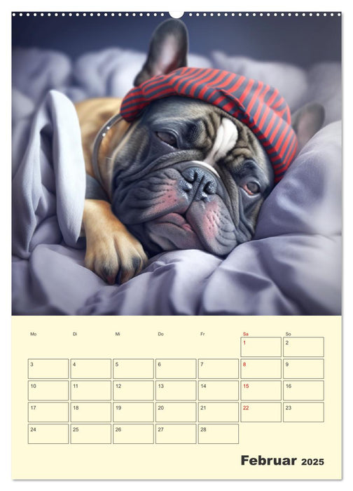 Lustige Fledermäuse. Französische Bulldoggen bei der Freizeitgestaltung (CALVENDO Wandkalender 2025)