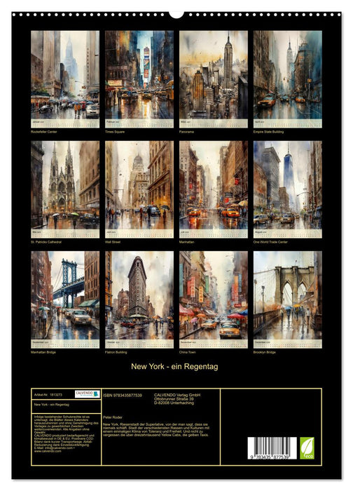 New York - ein Regentag (CALVENDO Premium Wandkalender 2025)