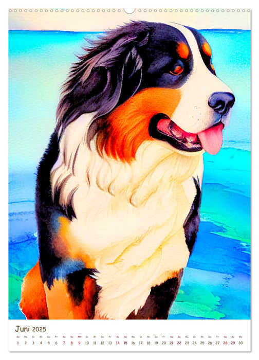 Berner Sennenhund 2025. Schöne Aquarelle der schweizer Hunderasse (CALVENDO Premium Wandkalender 2025)