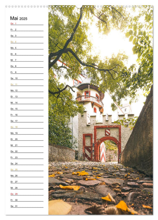 Sachsens Burgen und Schlösser - Beschreibbarer Kalender mit Ortsangaben (CALVENDO Premium Wandkalender 2025)