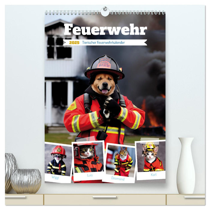 Feuerwehr - Tierischer Feuerwehrkalender (CALVENDO Premium Wandkalender 2025)