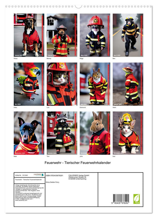 Feuerwehr - Tierischer Feuerwehrkalender (CALVENDO Premium Wandkalender 2025)