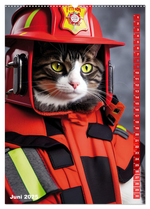 Feuerwehr - Tierischer Feuerwehrkalender (CALVENDO Premium Wandkalender 2025)