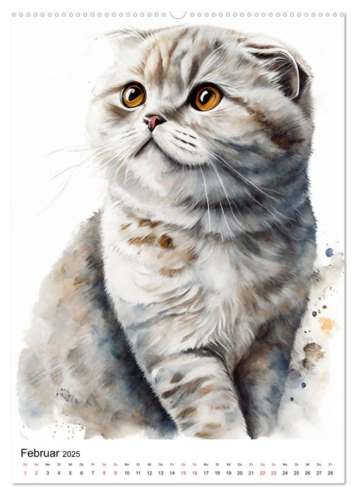 Katzen wie gemalt (CALVENDO Wandkalender 2025)