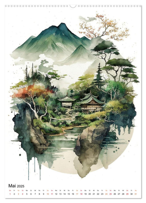 China - Aquarellmalerei (CALVENDO Premium Wandkalender 2025)