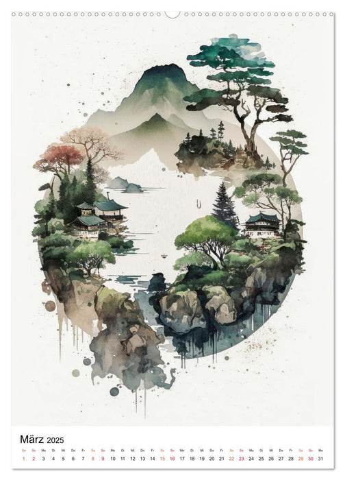 China - Aquarellmalerei (CALVENDO Wandkalender 2025)