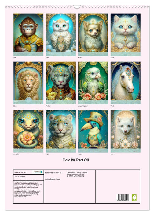 Tiere im Tarot Stil (CALVENDO Wandkalender 2025)