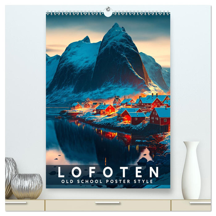 Lofoten - Old School Poster Style (CALVENDO Premium Wandkalender 2025)