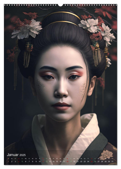 Wunderschöne Portraits Japanischer Geishas (CALVENDO Wandkalender 2025)