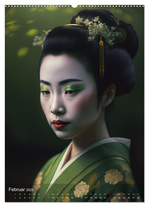 Wunderschöne Portraits Japanischer Geishas (CALVENDO Wandkalender 2025)