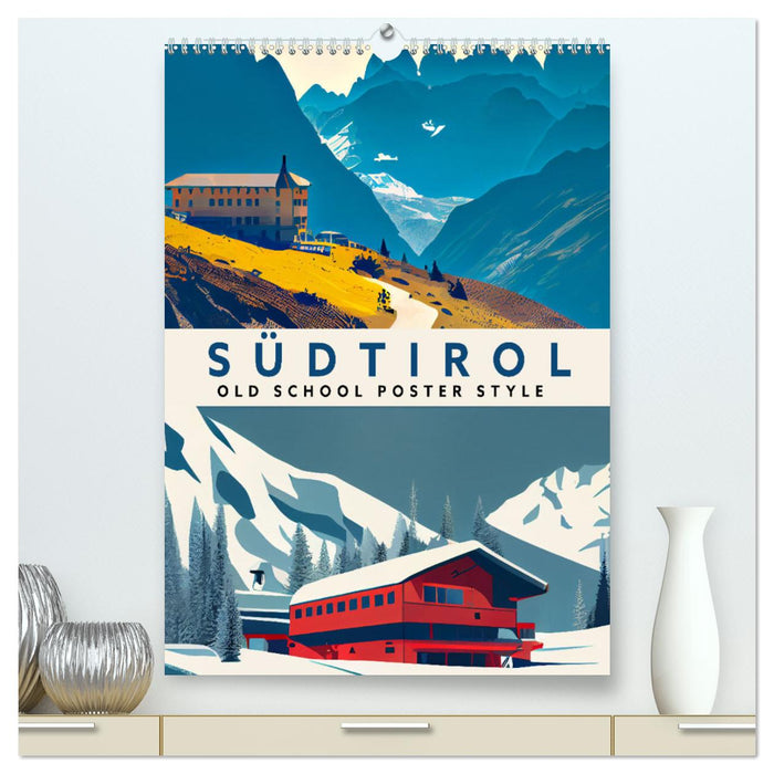 Südtirol - Old School Poster Style (CALVENDO Premium Wandkalender 2025)