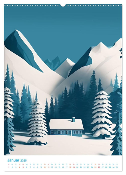 Südtirol - Old School Poster Style (CALVENDO Premium Wandkalender 2025)