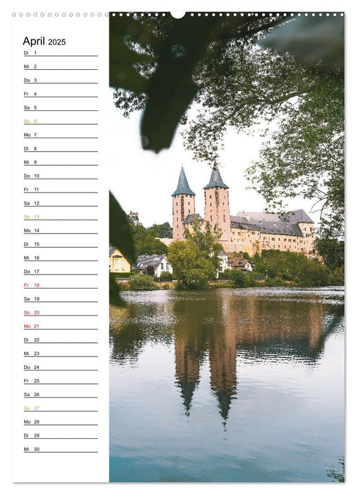 Sachsens Burgen und Schlösser - Beschreibbarer Kalender mit Ortsangaben (CALVENDO Wandkalender 2025)