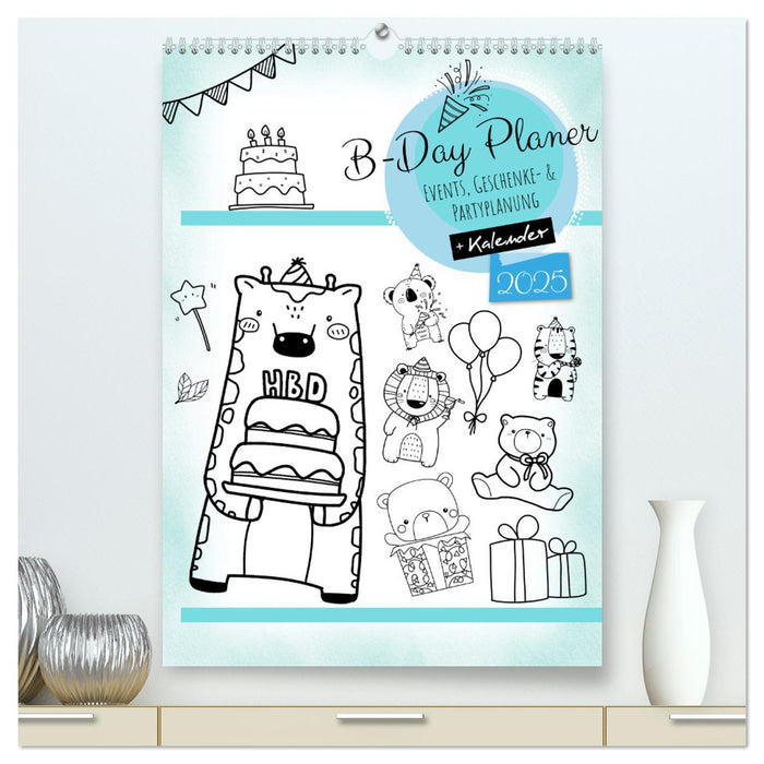 Geburtstagsplaner Doodle Tiere - Für Termine, Geschenke, Eventdetails & mehr (CALVENDO Premium Wandkalender 2025)