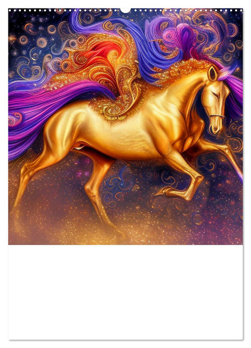 Pferde im goldenen Kleid (CALVENDO Premium Wandkalender 2025)