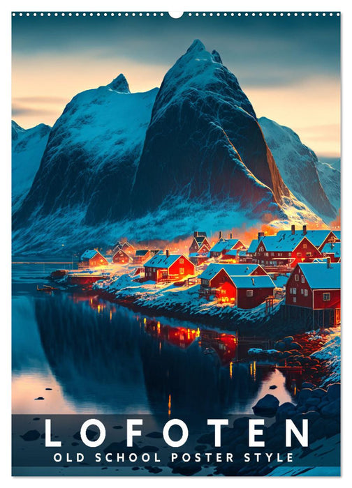 Lofoten - Old School Poster Style (CALVENDO Wandkalender 2025)