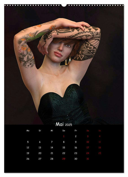 Portraits von tätowierten Frauen (CALVENDO Premium Wandkalender 2025)