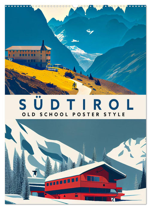 Südtirol - Old School Poster Style (CALVENDO Wandkalender 2025)