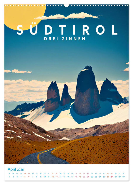 Südtirol - Old School Poster Style (CALVENDO Wandkalender 2025)