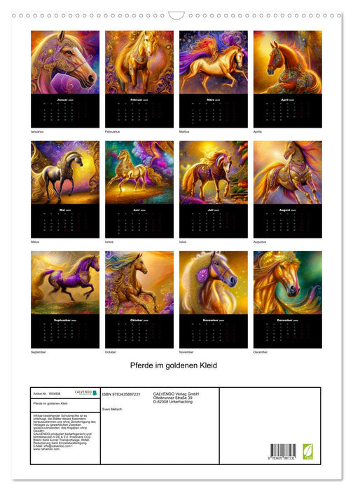 Pferde im goldenen Kleid (CALVENDO Wandkalender 2025)