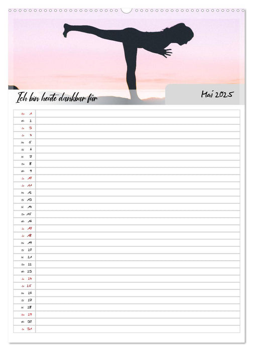 Ich bin dankbar - ein Jahr voller Yoga und Achtsamkeit - Yoga Kalender (CALVENDO Wandkalender 2025)