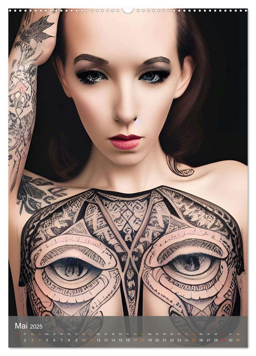 Digitale Tattoo-Schönheiten - Computerträume aus der KI (CALVENDO Premium Wandkalender 2025)