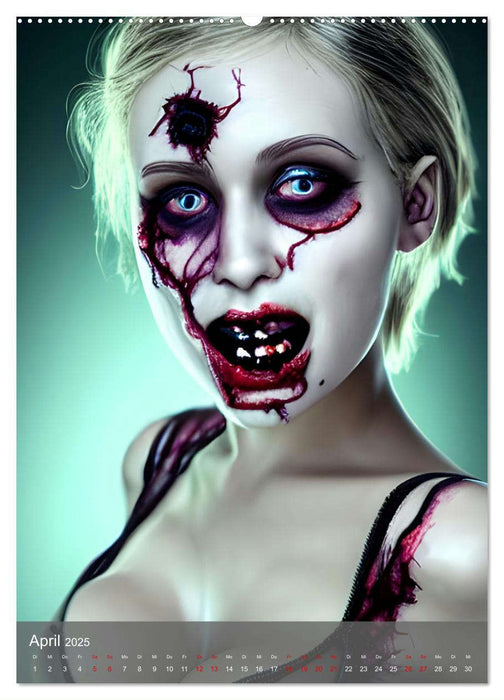 Zombie-Frauen - Blutige und faulende Horrorschönheiten (CALVENDO Premium Wandkalender 2025)