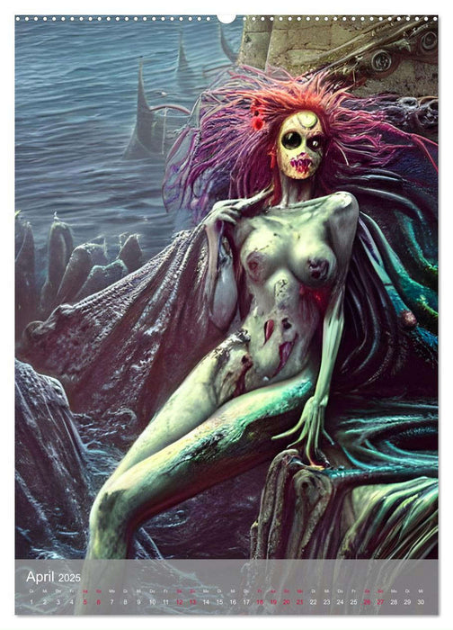 Zombie-Meerjungfrauen - Computerträume aus der KI (CALVENDO Premium Wandkalender 2025)
