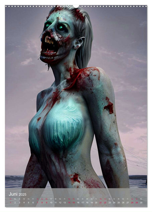 Zombie-Meerjungfrauen - Computerträume aus der KI (CALVENDO Premium Wandkalender 2025)