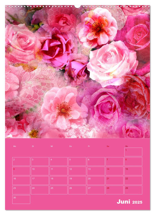 Kunterbunt gemischt - Kunterbunt gemischt - Farbenfroher Jahresplaner mit aufwändigen Pflanzencollagen (CALVENDO Premium Wandkalender 2025)