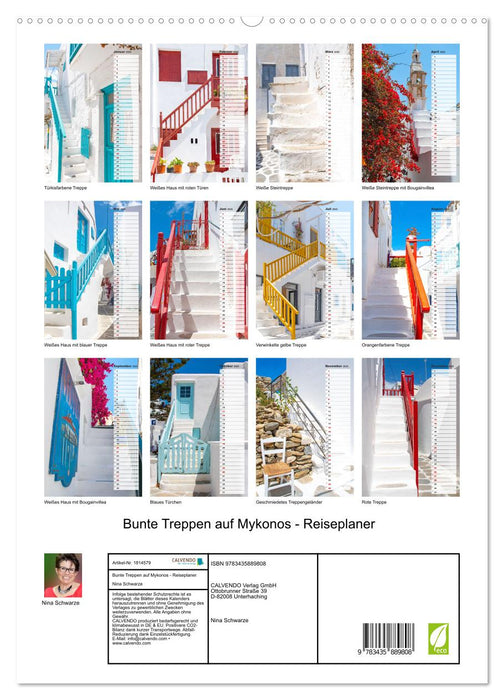 Bunte Treppen auf Mykonos - Reiseplaner (CALVENDO Premium Wandkalender 2025)