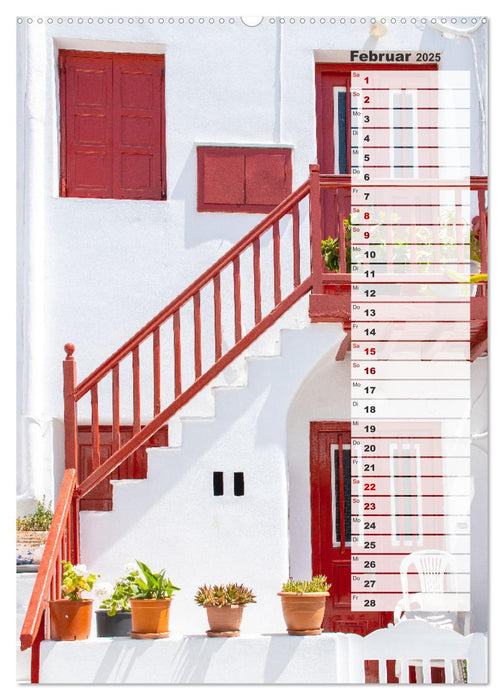 Bunte Treppen auf Mykonos - Reiseplaner (CALVENDO Premium Wandkalender 2025)