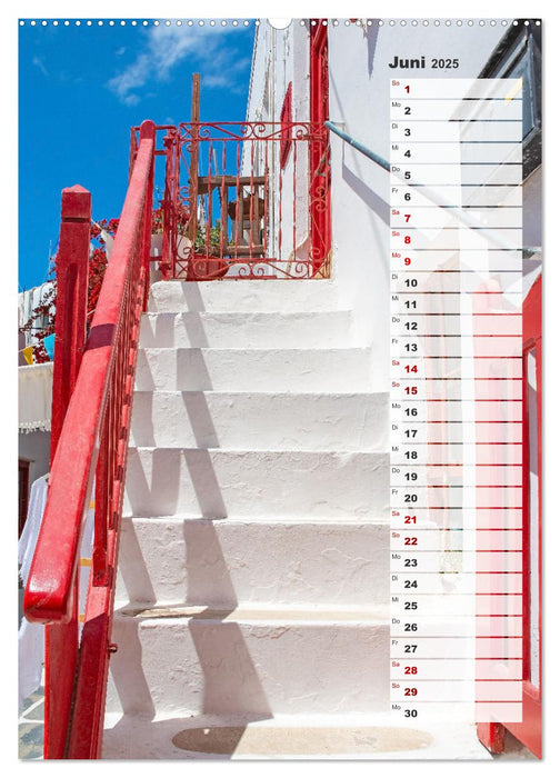 Bunte Treppen auf Mykonos - Reiseplaner (CALVENDO Premium Wandkalender 2025)