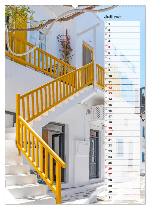 Bunte Treppen auf Mykonos - Reiseplaner (CALVENDO Premium Wandkalender 2025)