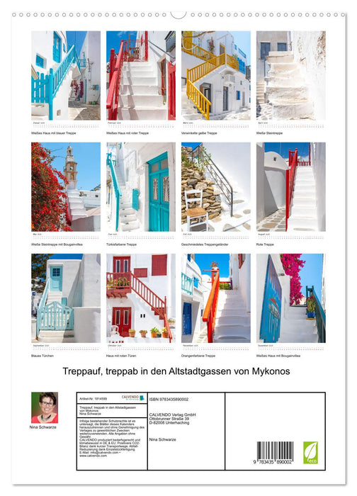 Treppauf, treppab in den Altstadtgassen von Mykonos (CALVENDO Premium Wandkalender 2025)