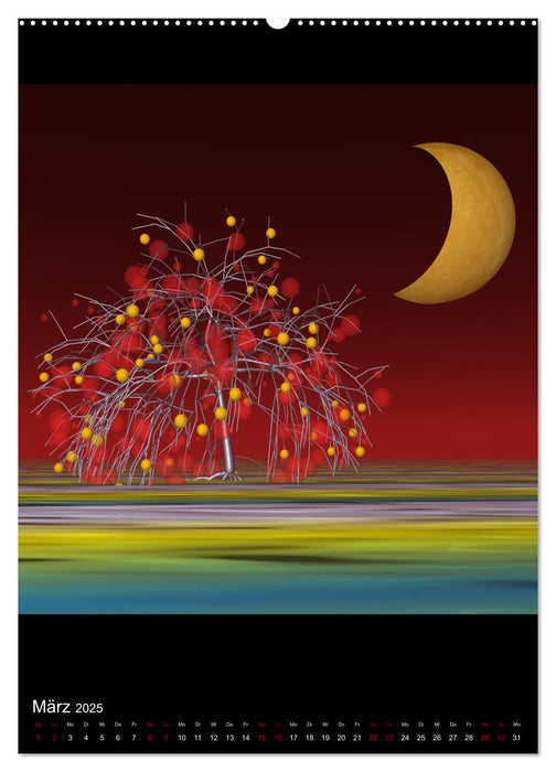 Fantasiebäume im Mondschein (CALVENDO Premium Wandkalender 2025)
