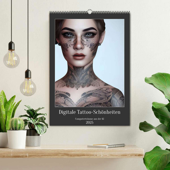 Digitale Tattoo-Schönheiten - Computerträume aus der KI (CALVENDO Wandkalender 2025)