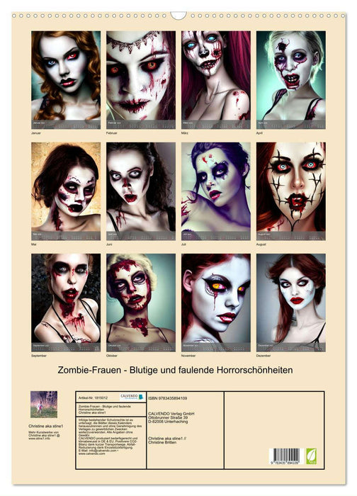 Zombie-Frauen - Blutige und faulende Horrorschönheiten (CALVENDO Wandkalender 2025)