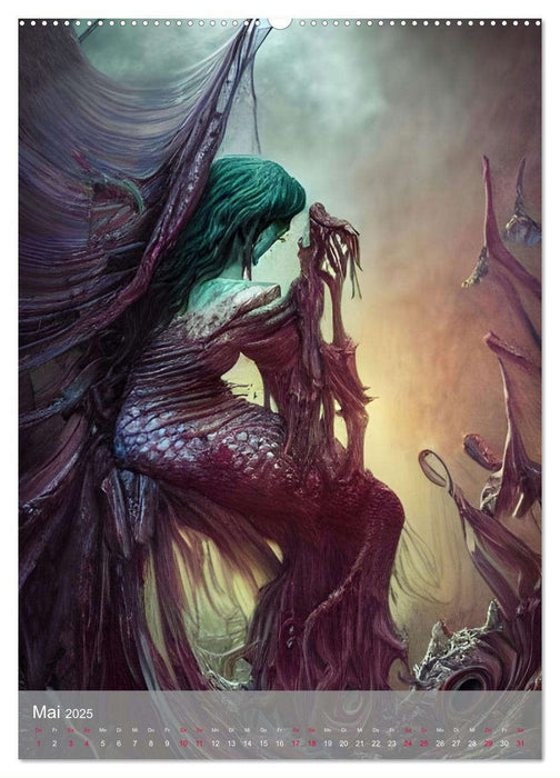 Zombie-Meerjungfrauen - Computerträume aus der KI (CALVENDO Wandkalender 2025)