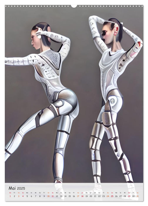 Tanzende Roboter - Computerträume aus der KI (CALVENDO Wandkalender 2025)