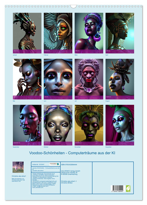 Voodoo-Schönheiten - Computerträume aus der KI (CALVENDO Wandkalender 2025)