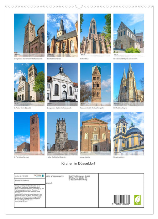 Kirchen in Düsseldorf (CALVENDO Premium Wandkalender 2025)