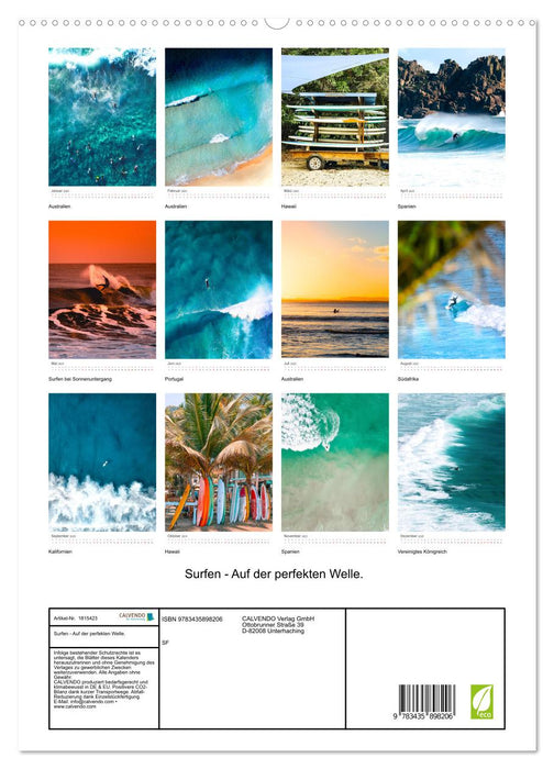 Surfen - Auf der perfekten Welle. (CALVENDO Premium Wandkalender 2025)