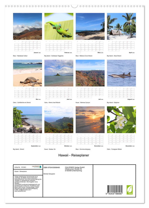 Hawaii - Reiseplaner (CALVENDO Premium Wandkalender 2025)